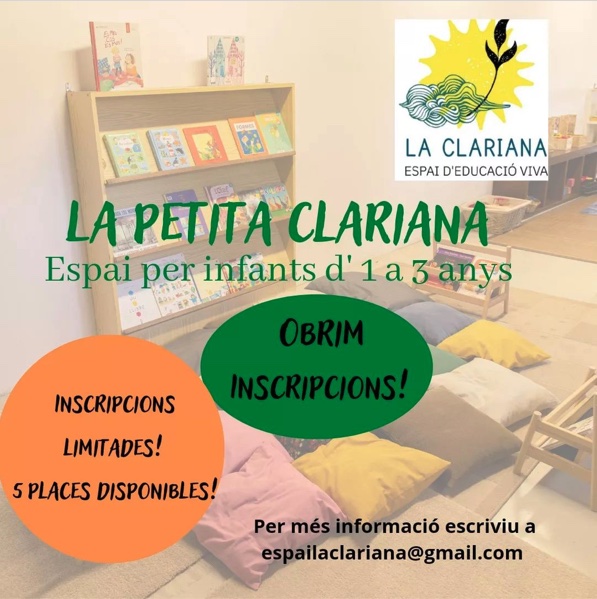 Inscripcions obertes per La Petita Clariana (1 a 3 anys)